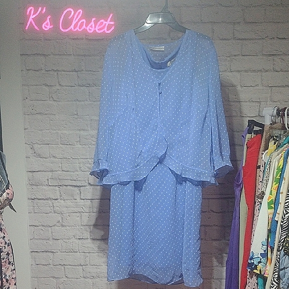 dressbarn Dresses & Skirts - Dressbarn 2pc Blue Dress with Polka Dots(16W)